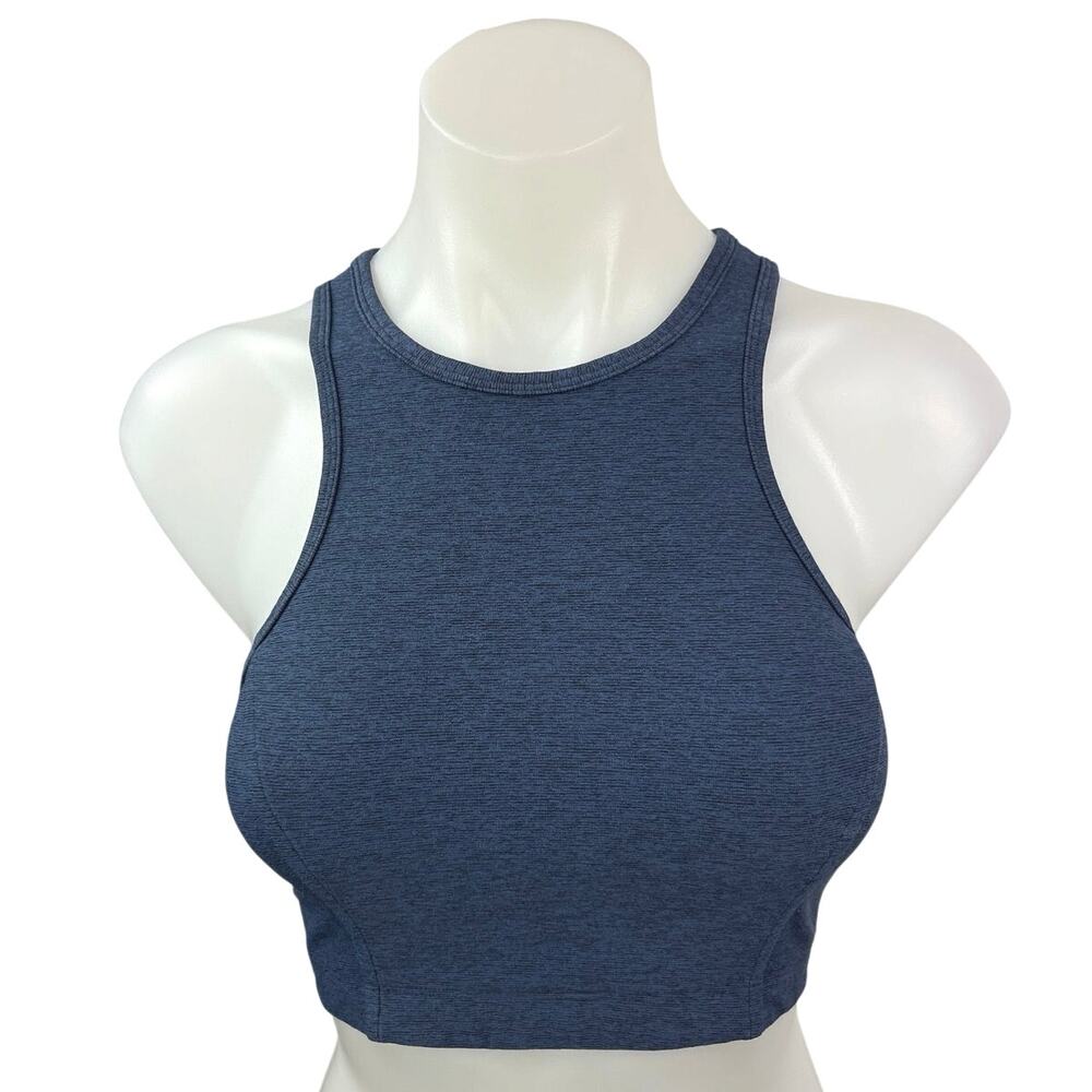 Outdoor Voices Navy Blue Racerback High Neck Athletic Crop Sports Bra Top Sz XS